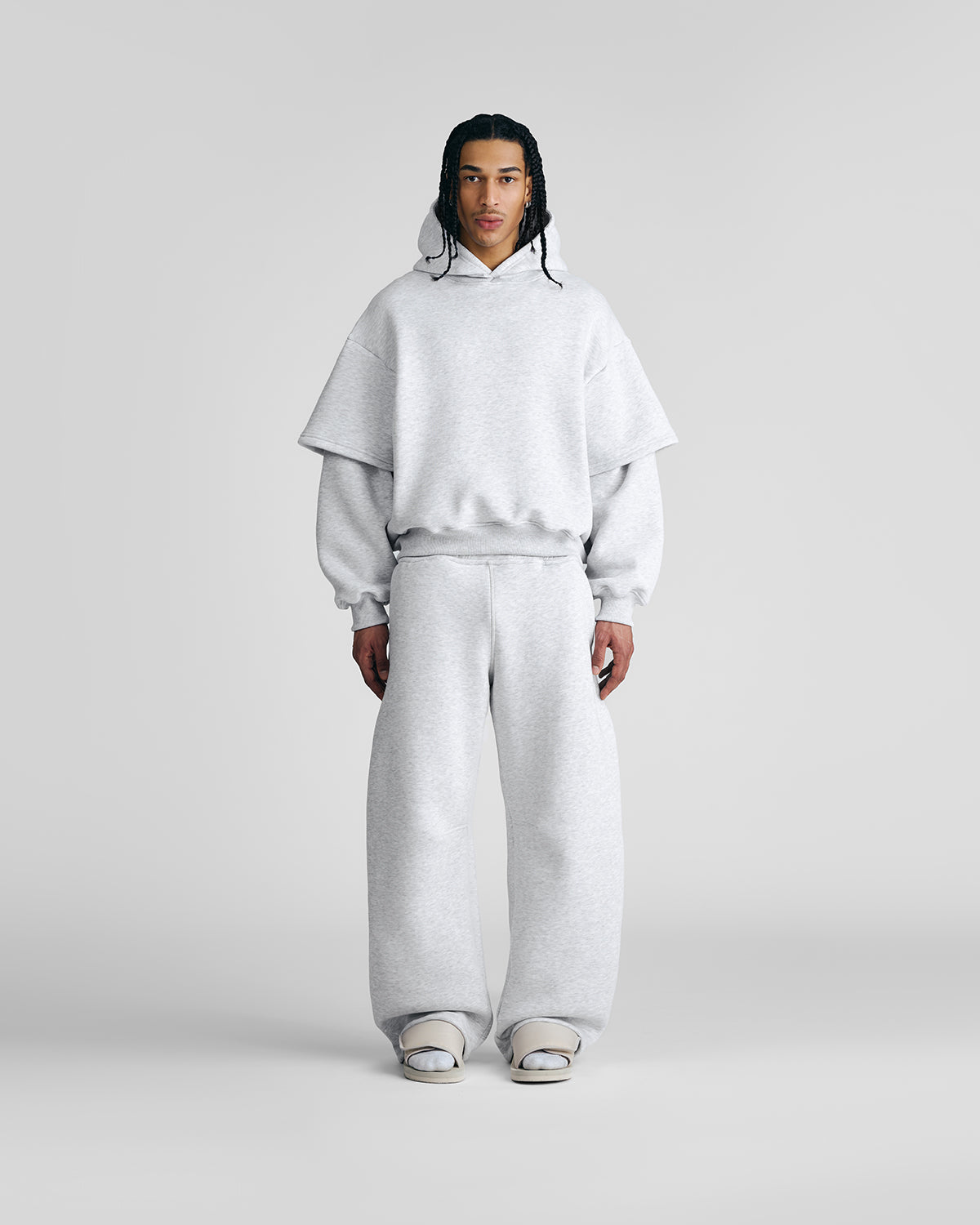 Gym Grey Double-Sleeve Hoodie