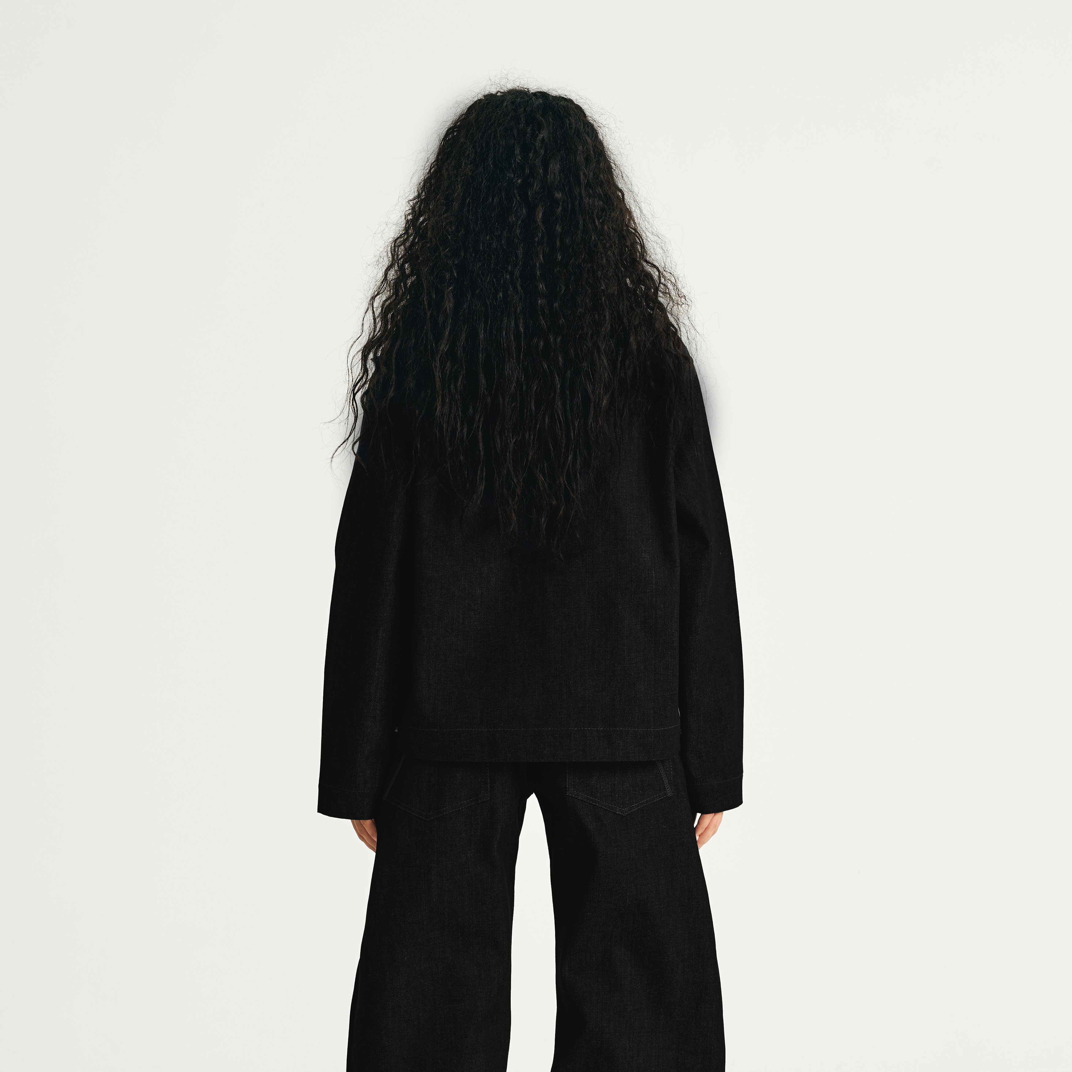 Raw Denim Clasp Work Jacket - Jet Black