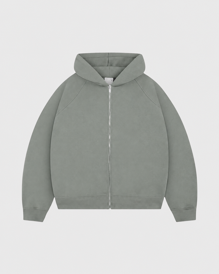 Premium 500gsm Dust Matcha Zip Hoodie