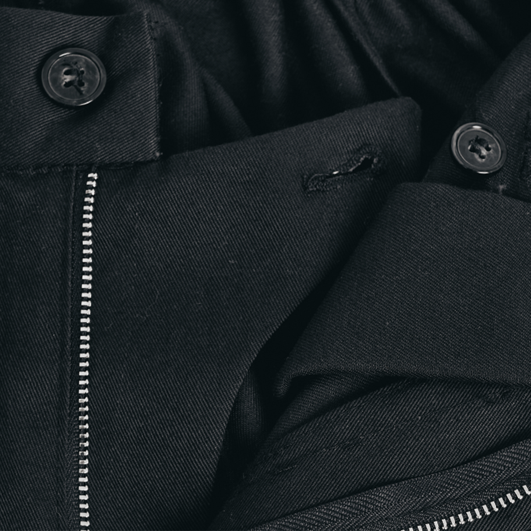 Canvas Pleated Pants - Jet Black