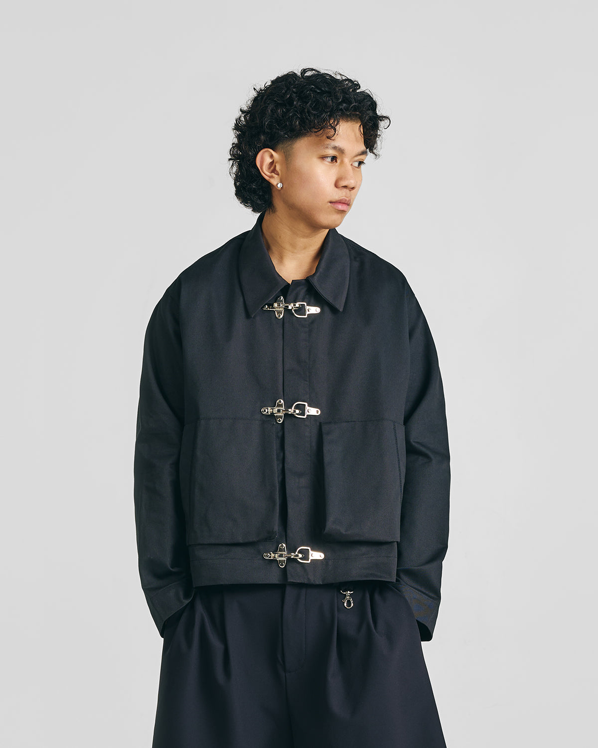 Jet Black Clasp Work Jacket
