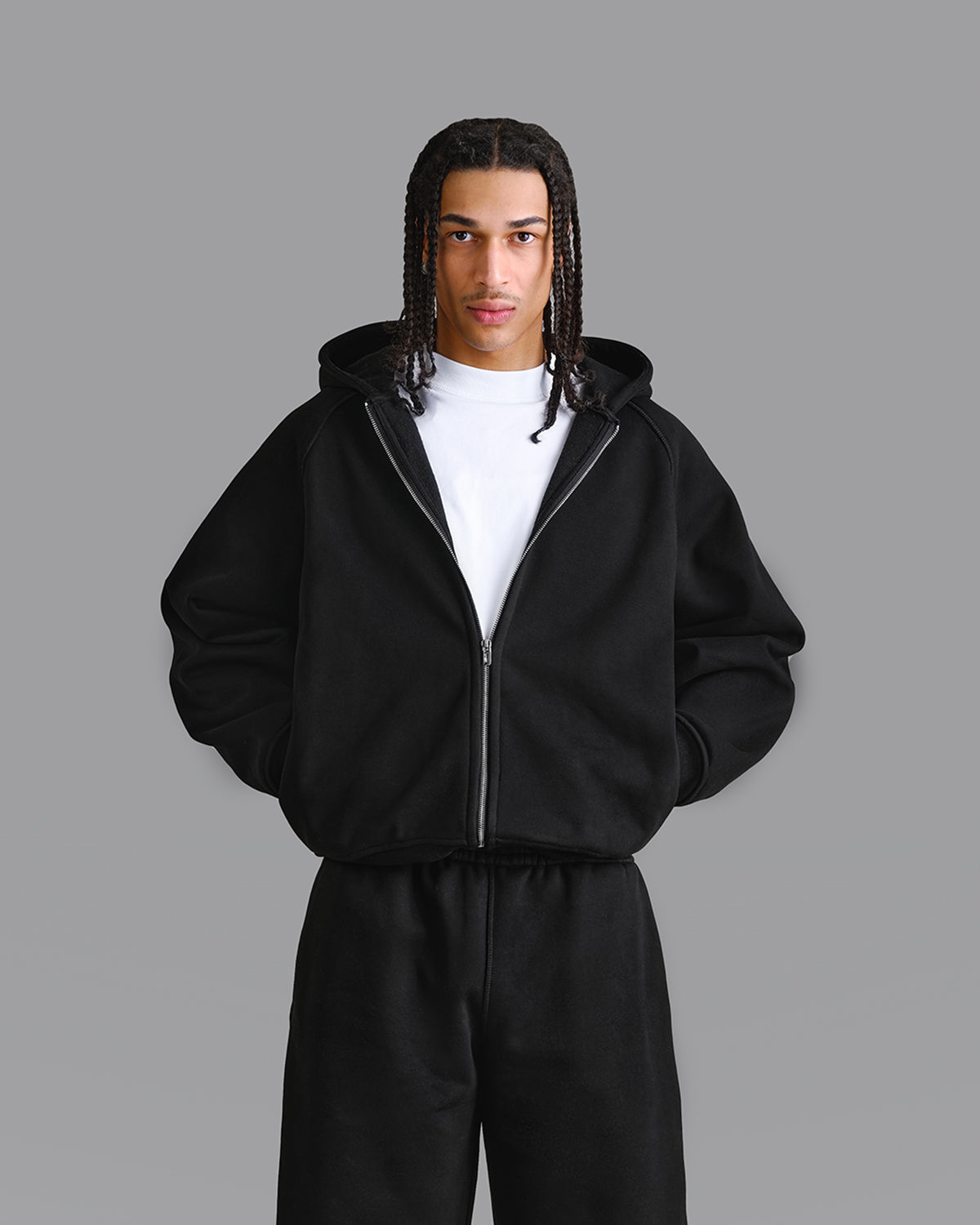 Premium 500gsm Jet Black Zip Hoodie