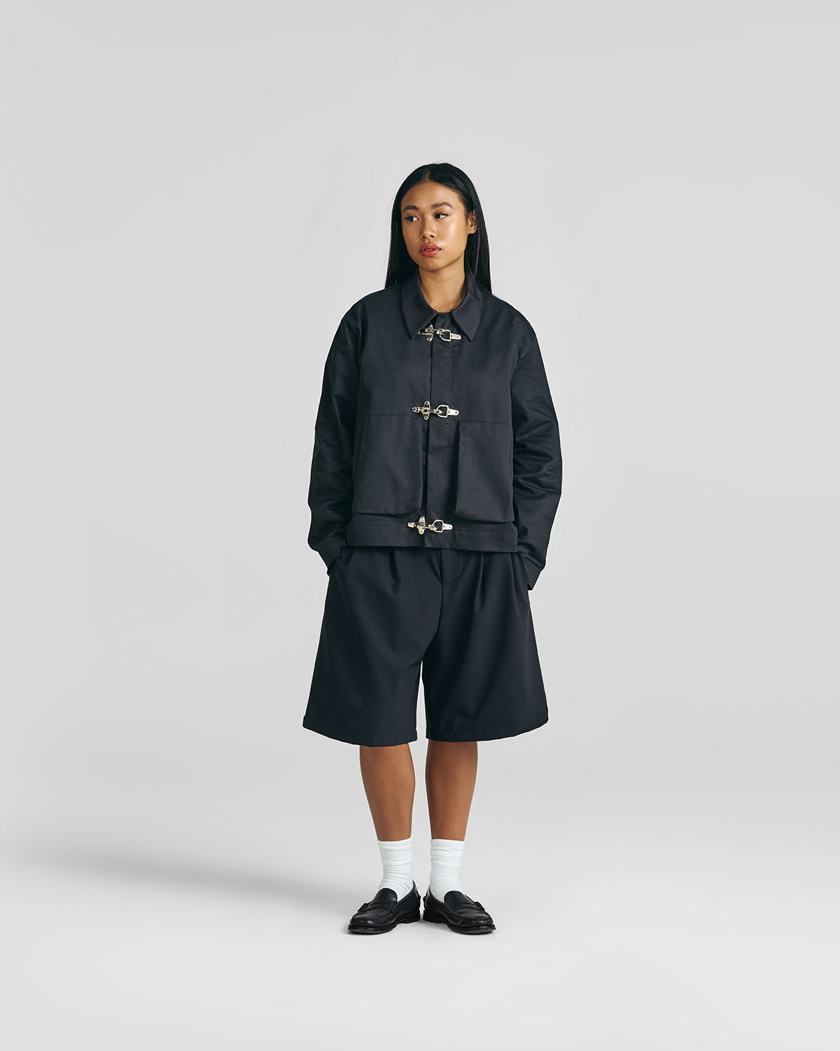 Jet Black Clasp Work Jacket