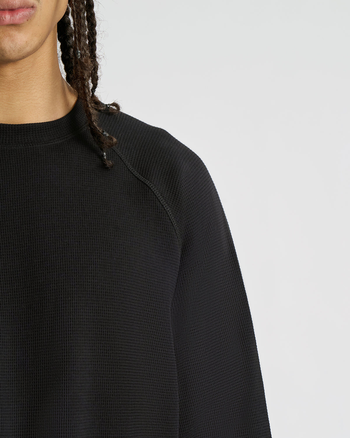Waffle Jet Black Longsleeve Tee