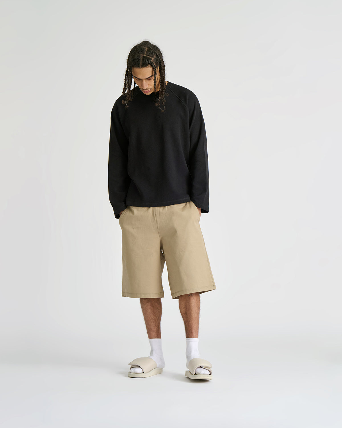 Waffle Jet Black Longsleeve Tee