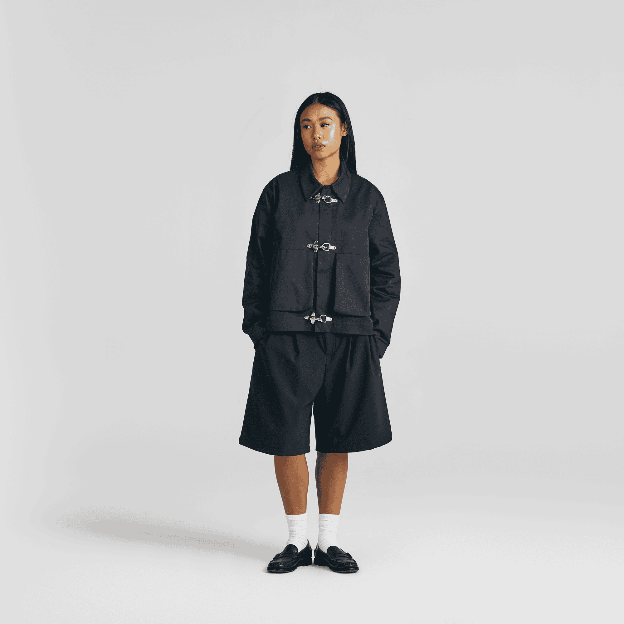 Jet Black Clasp Work Jacket