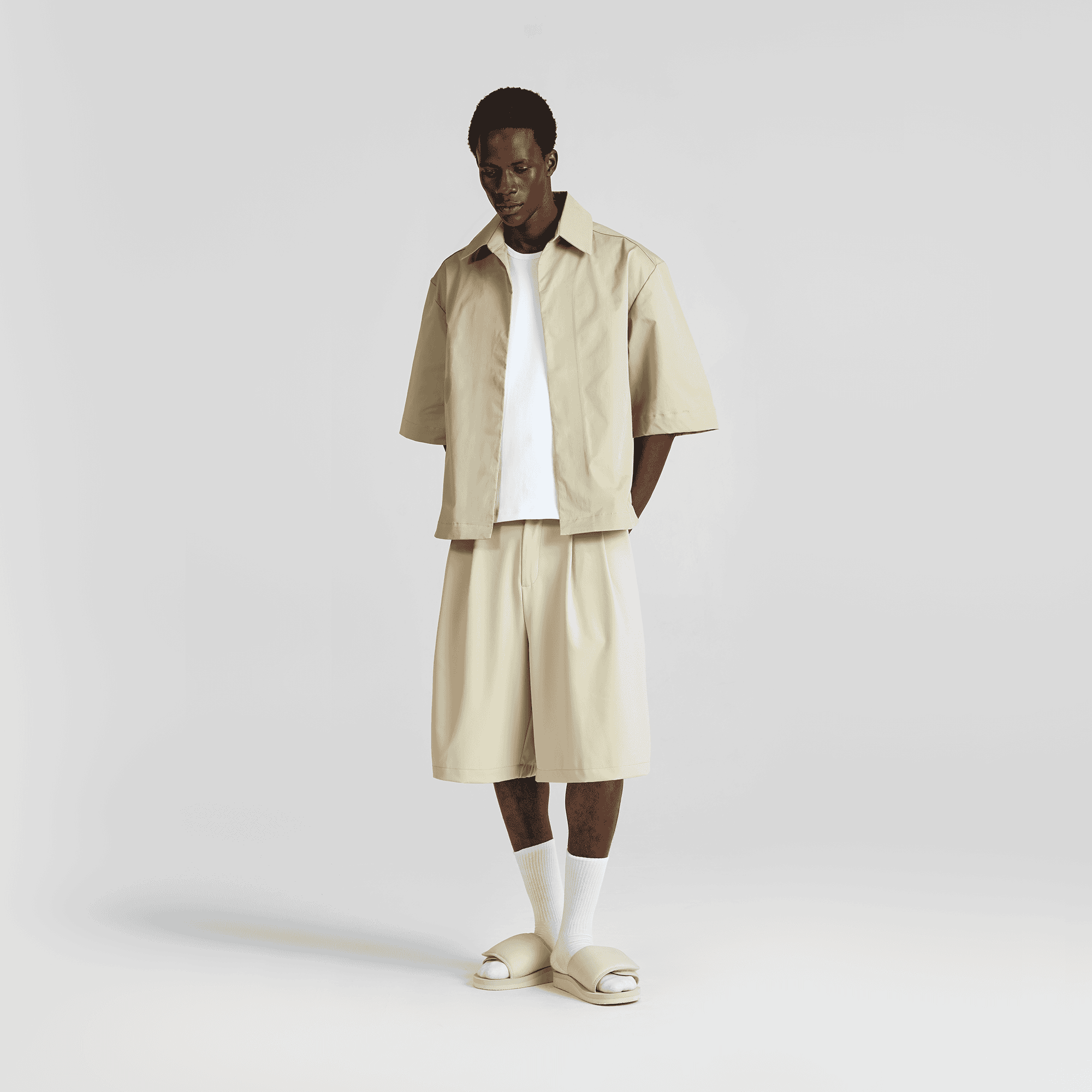 Pure Sand Everyday Pleated Jorts