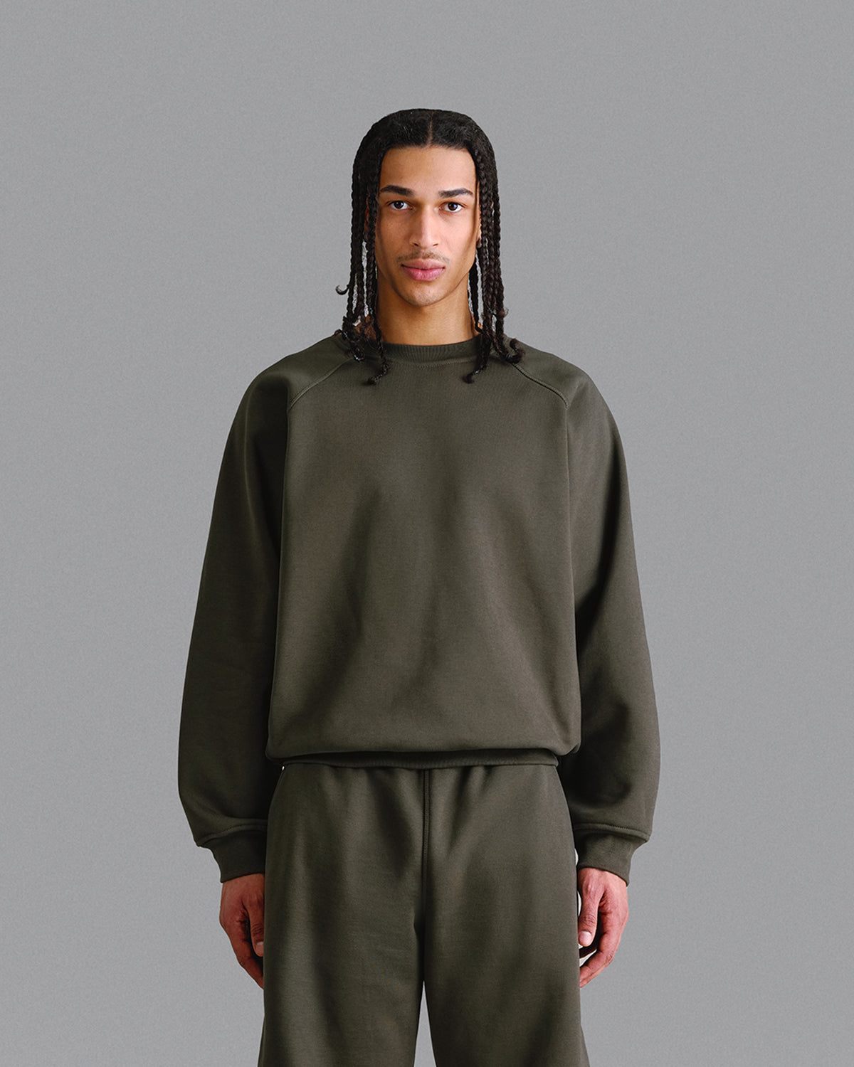 Premium 500gsm Military Green Crewneck