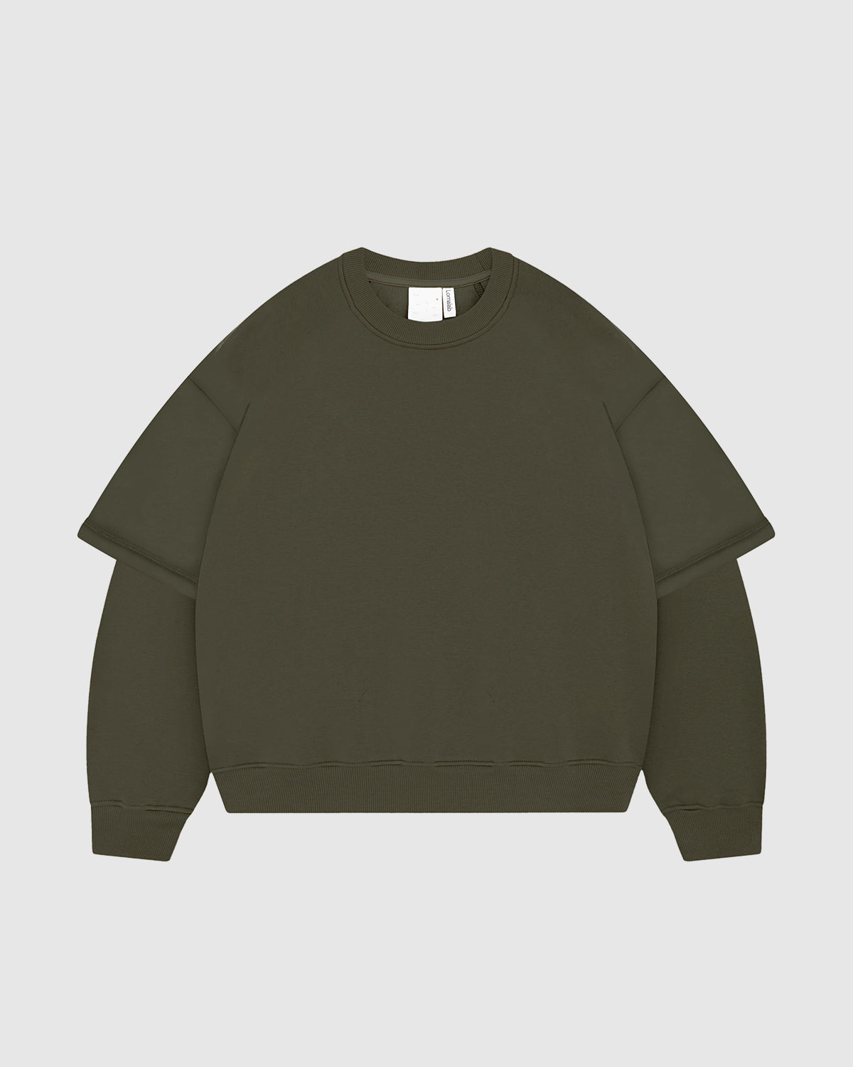 Military Green Double-Sleeve Crewneck