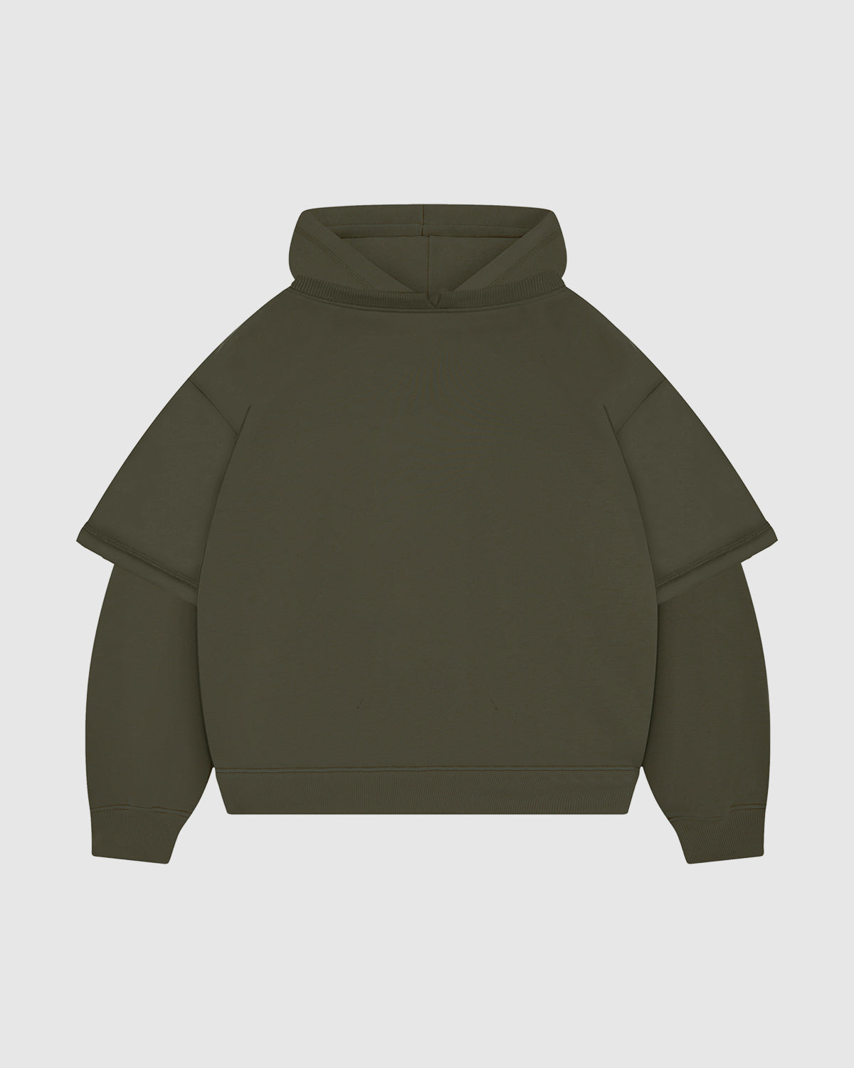 Military Green Double-Sleeve Hoodie