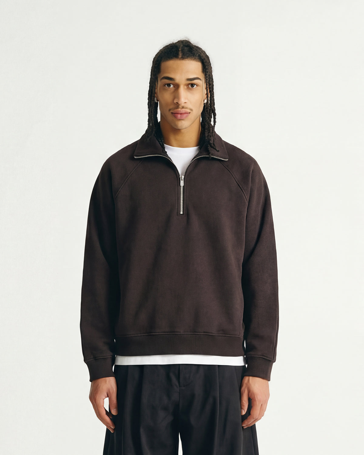 EVERYDAY MOCHA BROWN HALF ZIP HOODIE