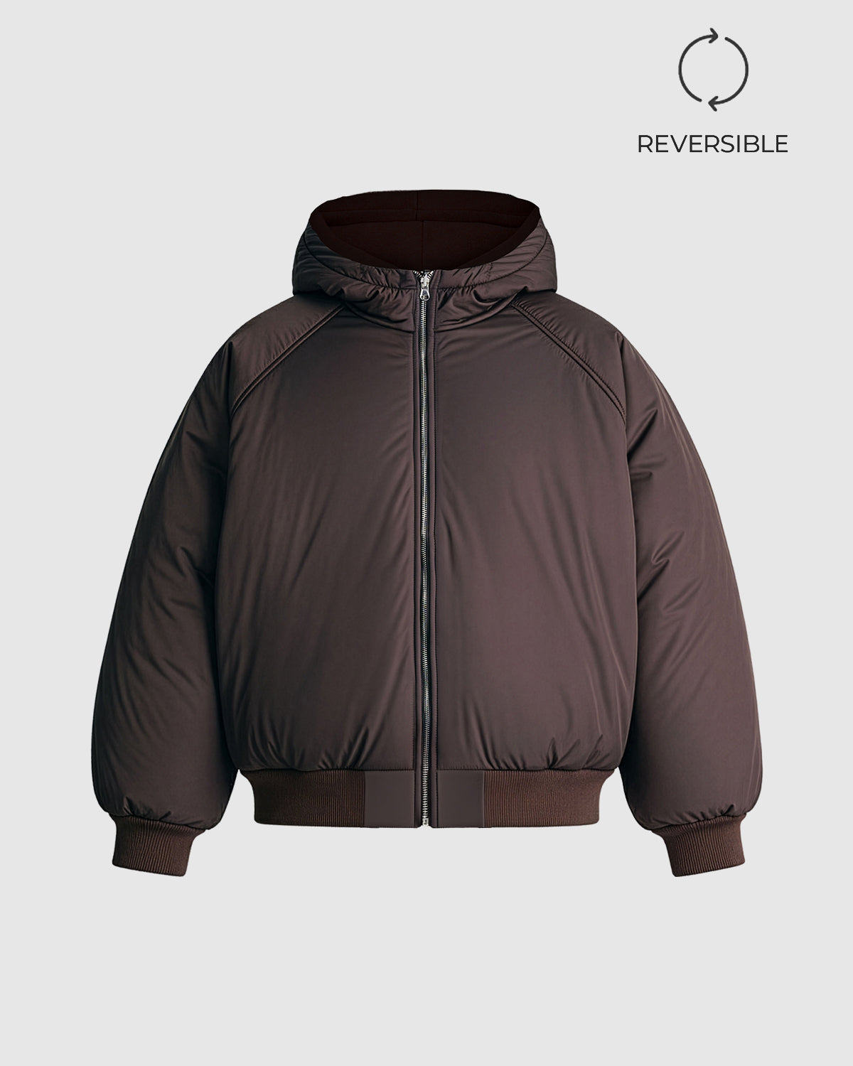 Mocha Brown 2-in-1 Padded Hoodie Jacket