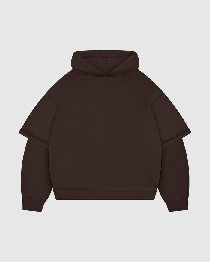 Mocha Brown Double-Sleeve Hoodie