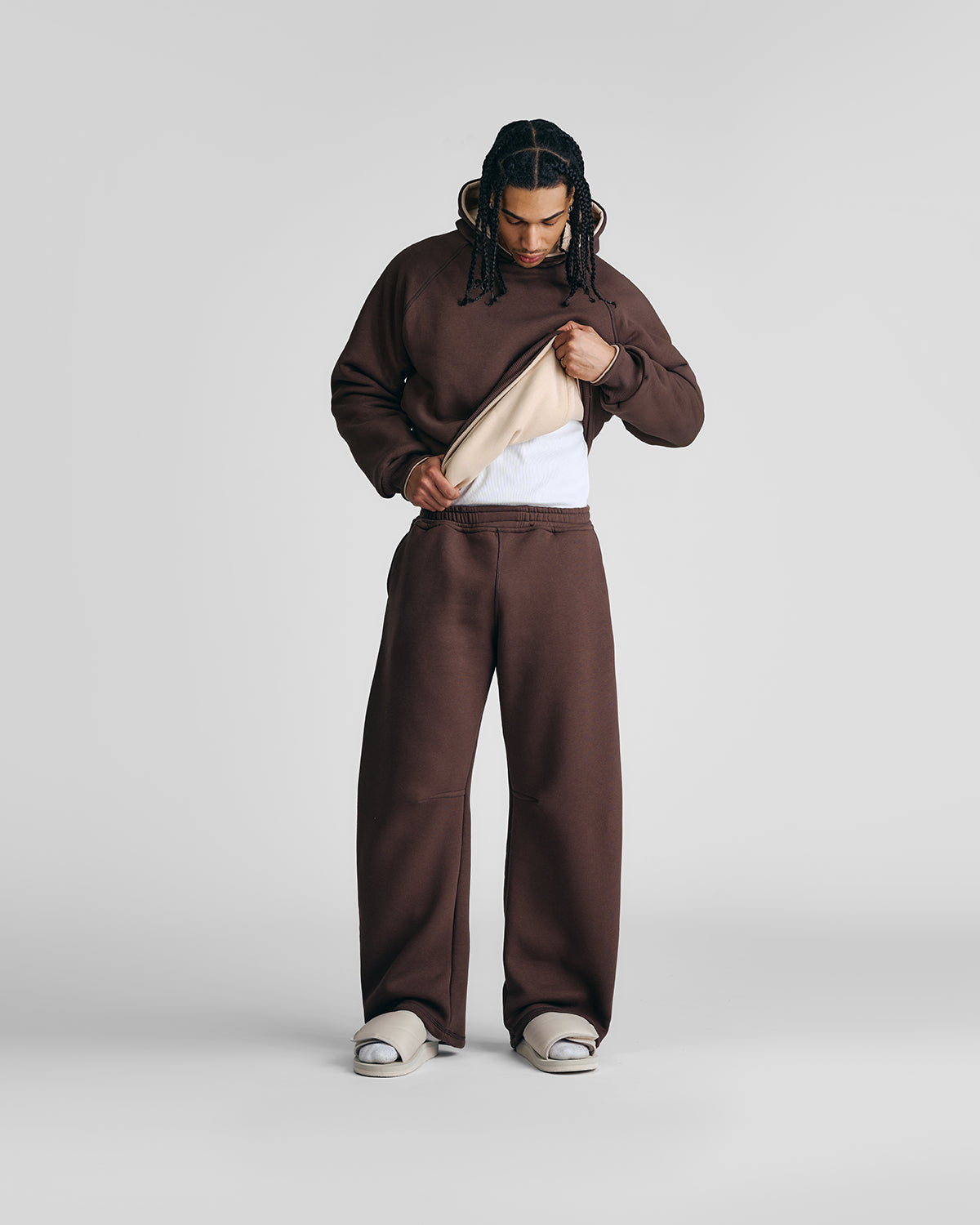Mocha Brown & Soft Sand Double Face Hoodie