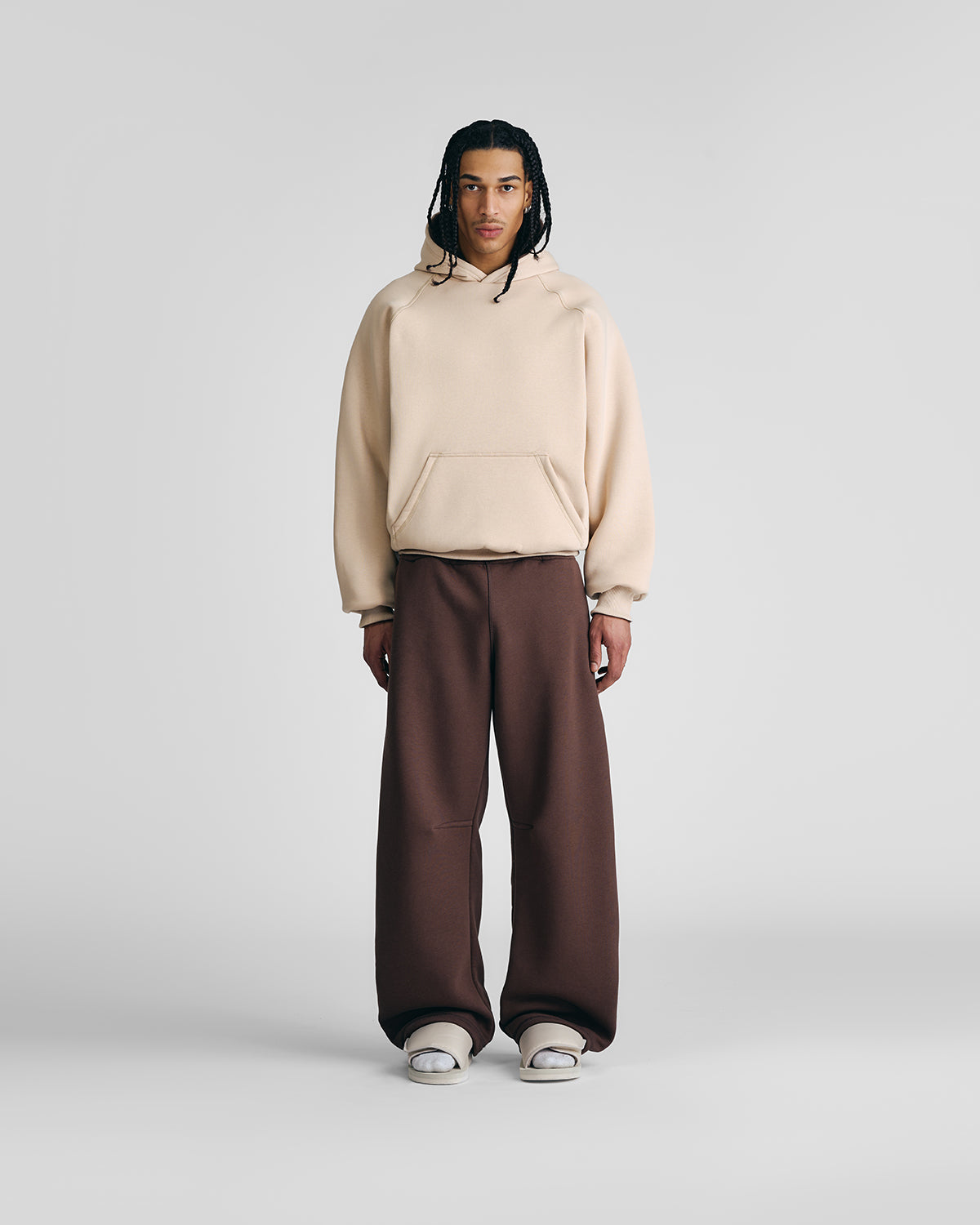 Mocha Brown & Soft Sand Double Face Hoodie