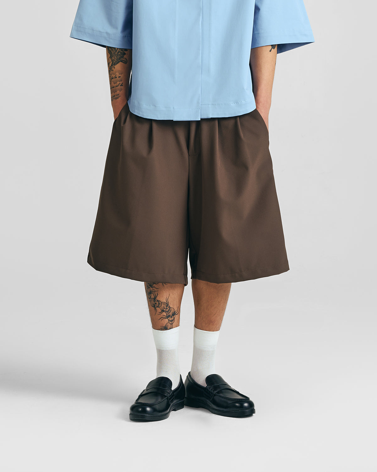 Mocha Brown Everyday Pleated Jorts
