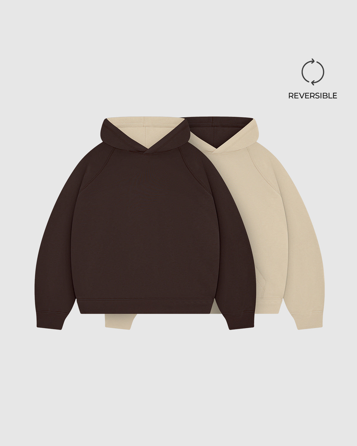 Mocha Brown & Soft Sand Double Face Hoodie