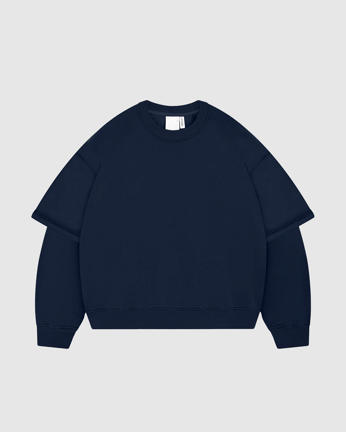Navy Blue Double-Sleeve Crewneck