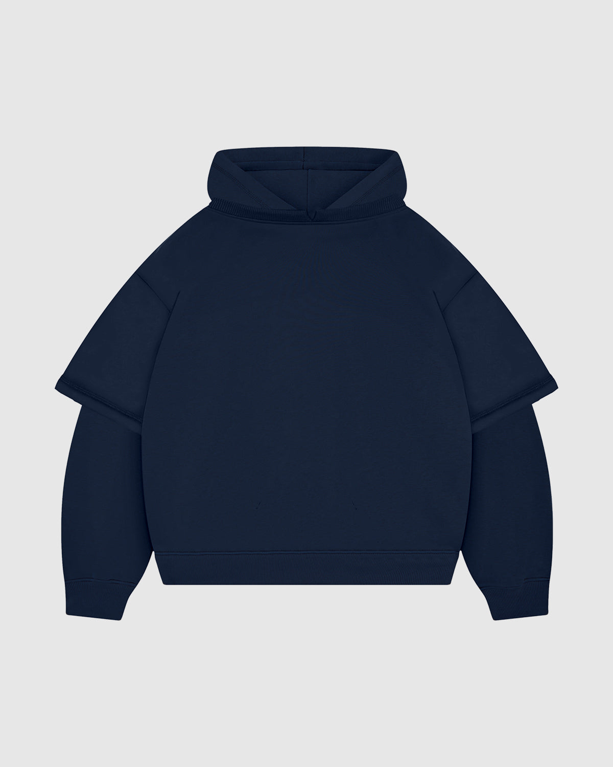 Navy Blue Double-Sleeve Hoodie