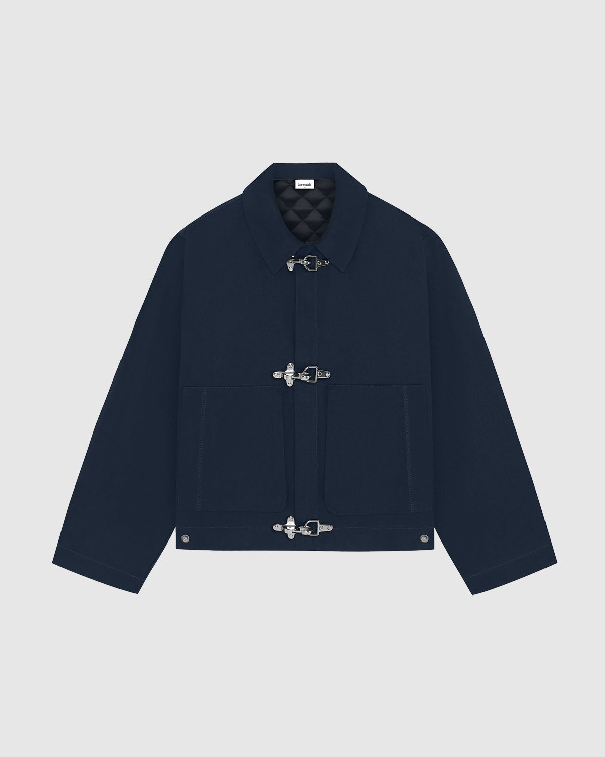Padded Clasp Work Jacket - Navy Blue