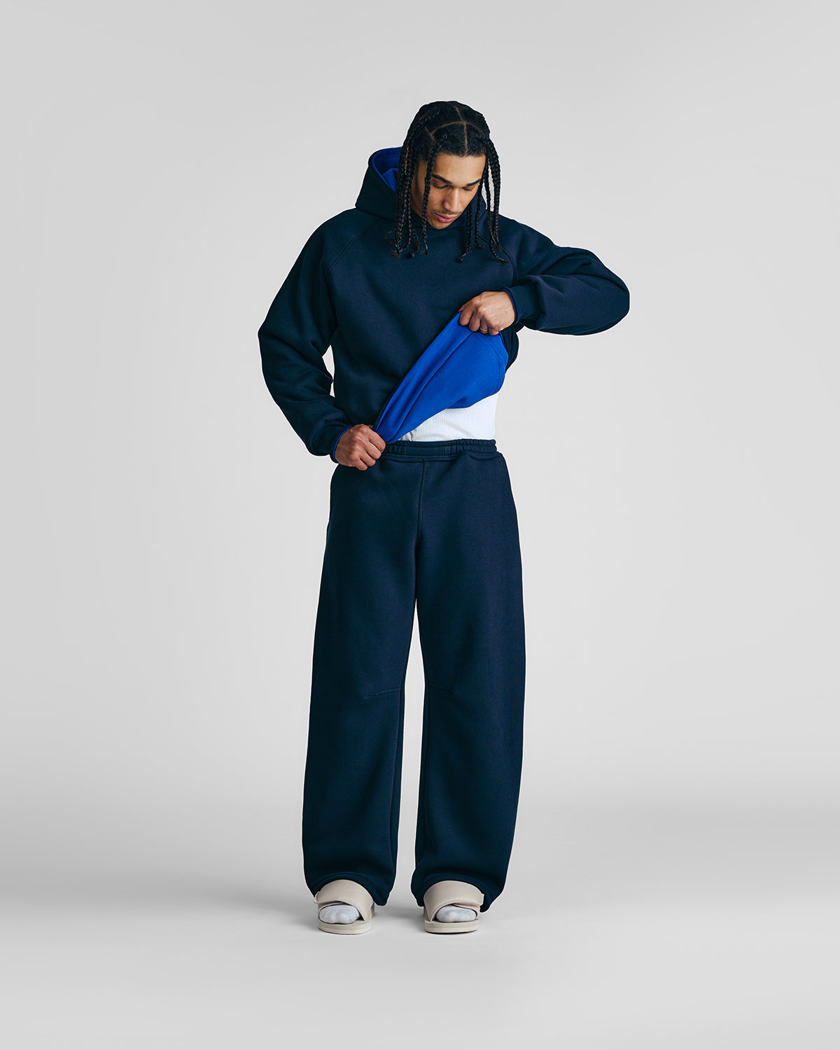 Navy Blue & Royal Blue Double Face Hoodie