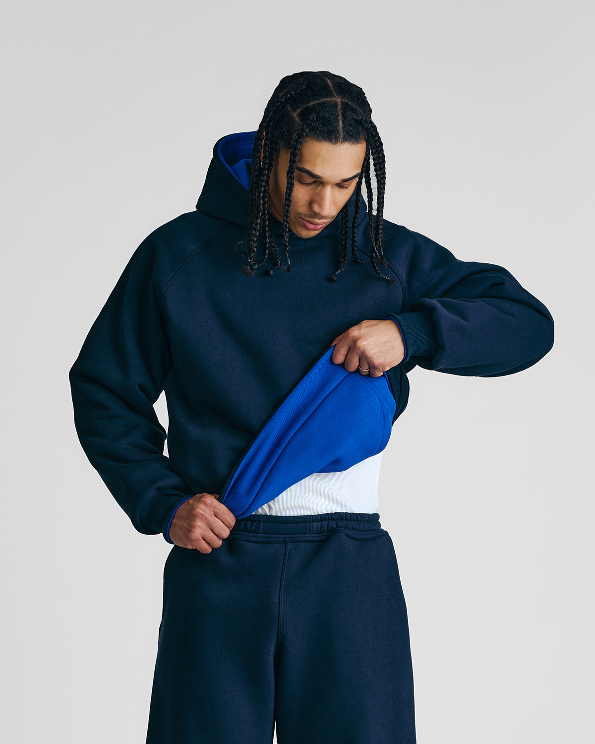 Navy Blue & Royal Blue Double Face Hoodie