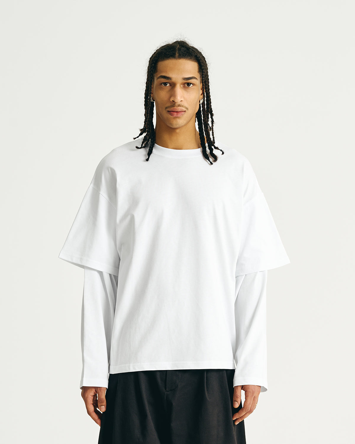 Heavyweight Optical White Double Sleeve tee
