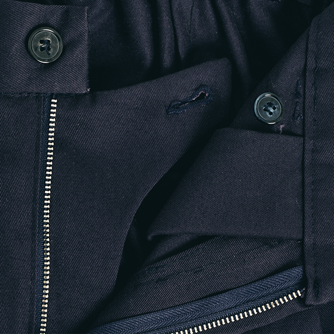 Canvas Pleated Pants - Navy Blue