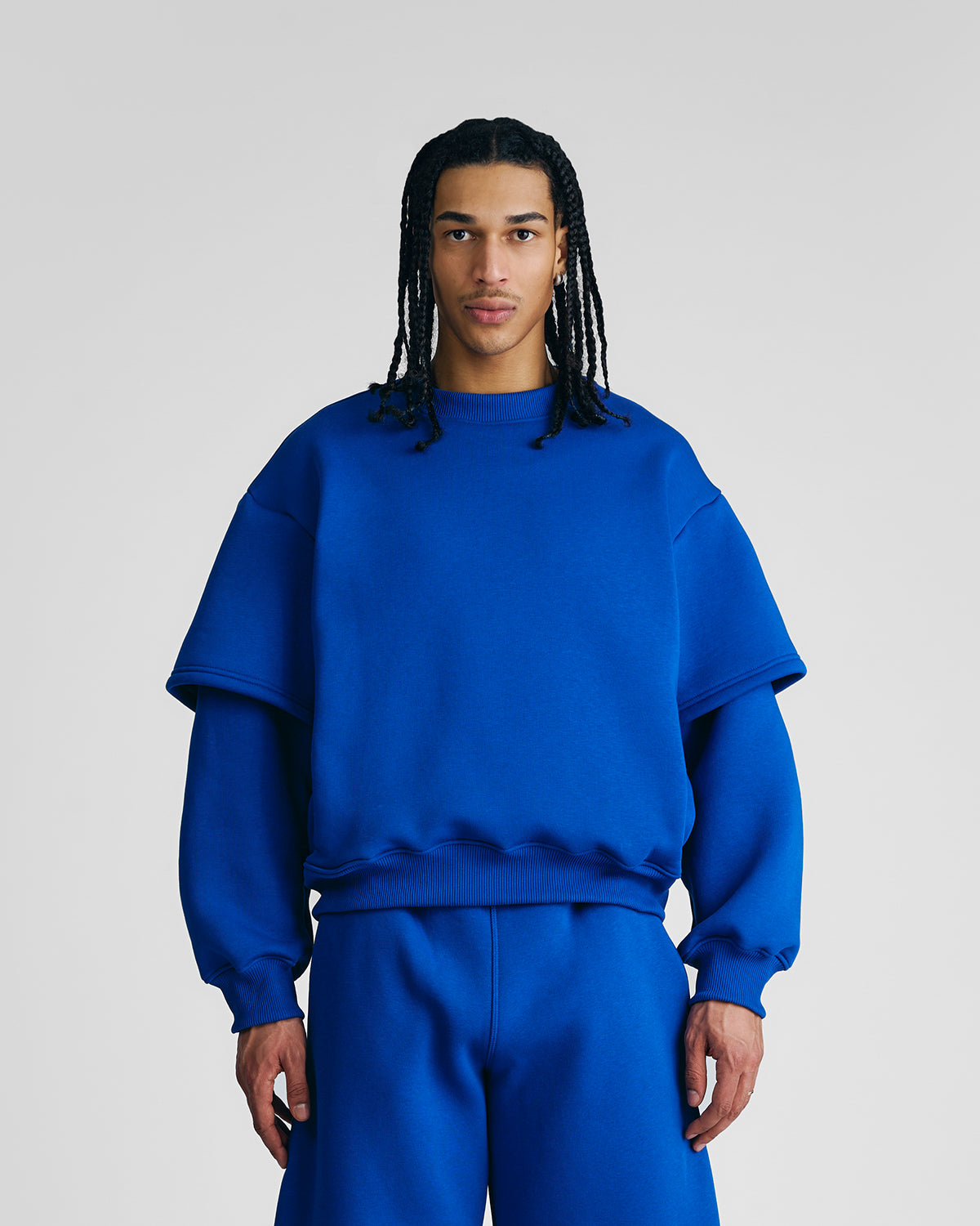 Royal Blue Double-Sleeve Crewneck