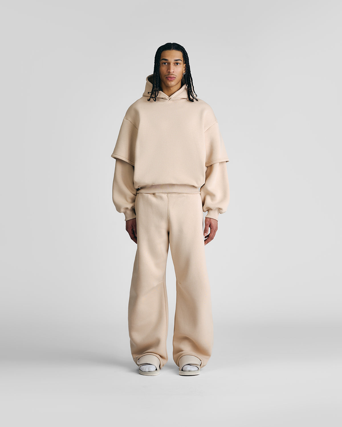 Soft Sand Double-Sleeve Hoodie