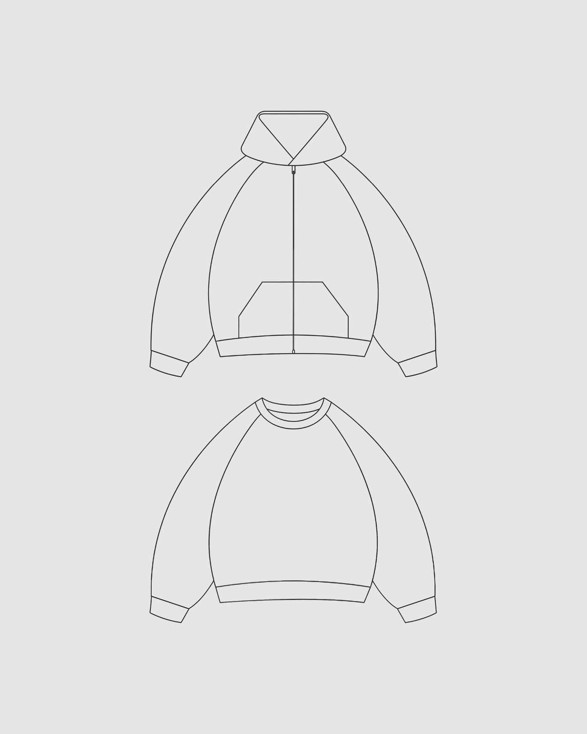 EVERYDAY ZIP HOODIE + CREWNECK SET 350gsm