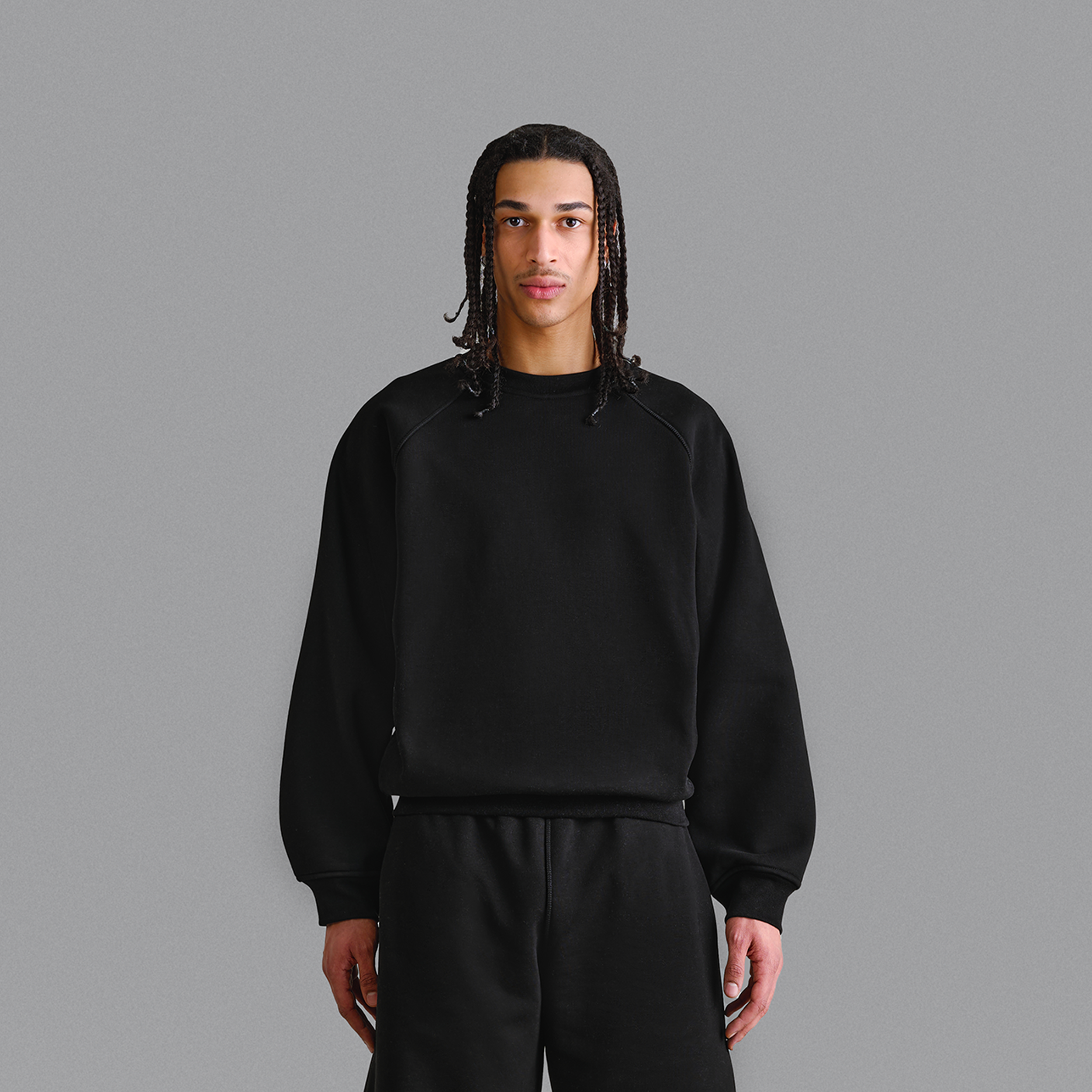 Maglia girocollo nera jet di alta qualità da 500 g/m²