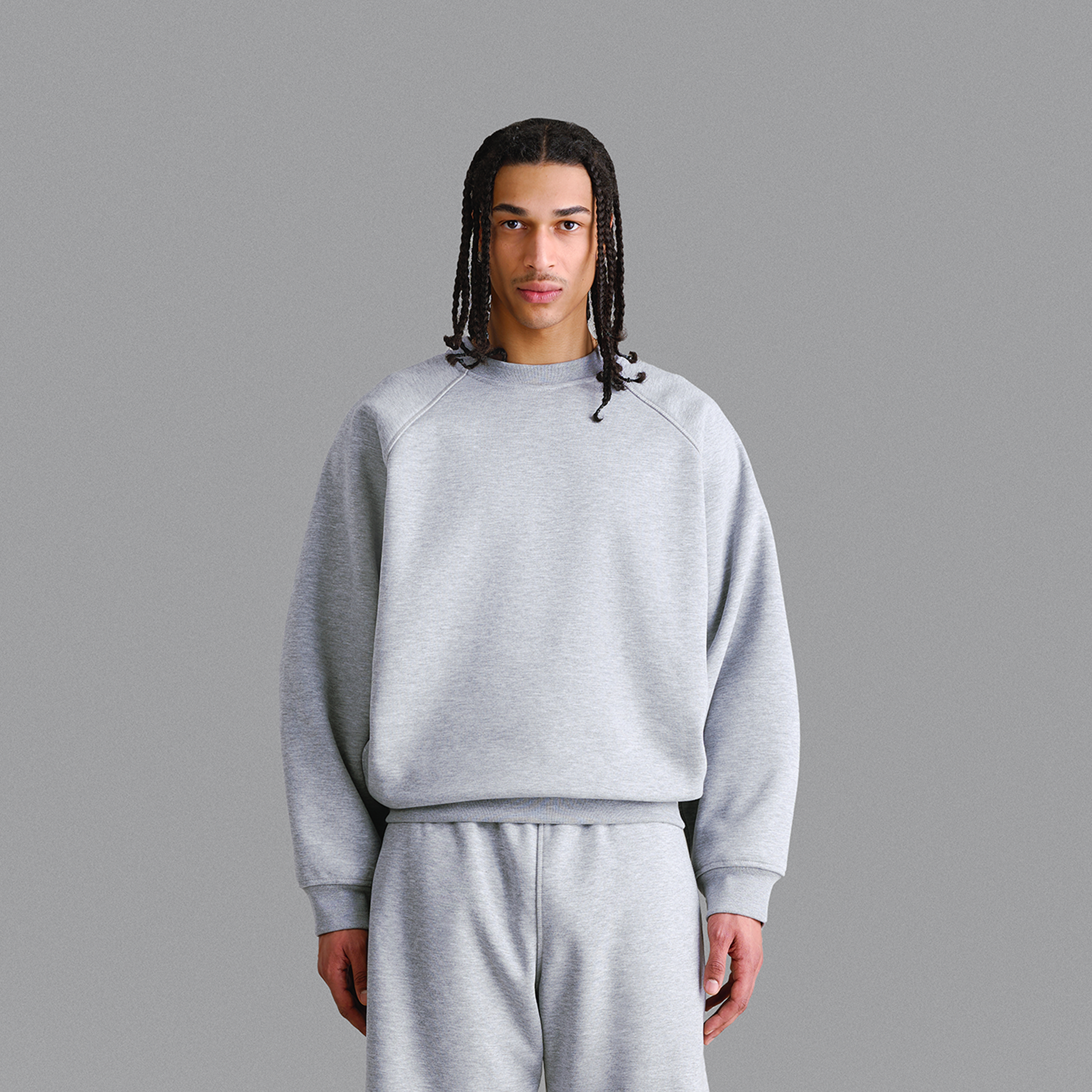 Maglia girocollo grigia da palestra Premium da 500 g/m²