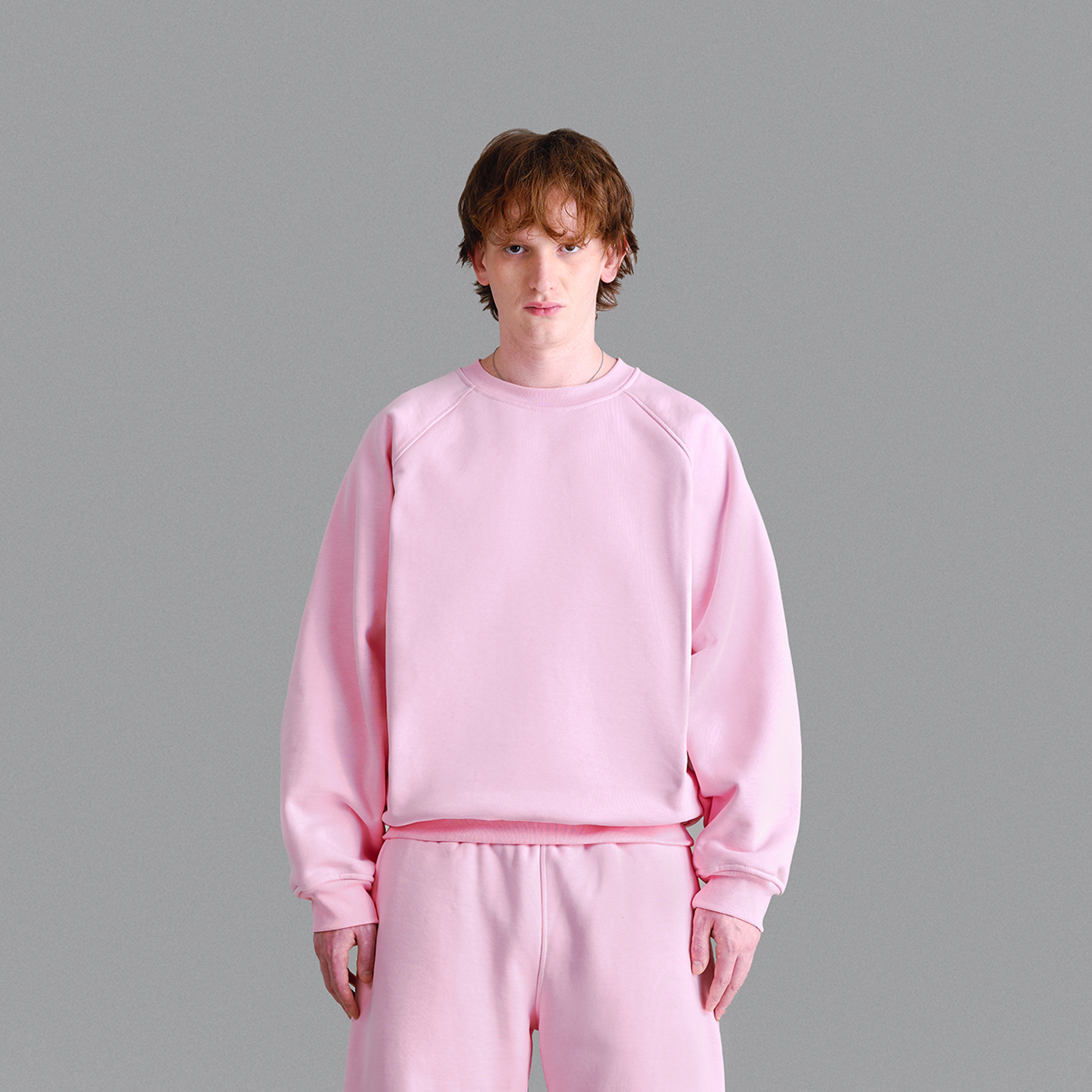 Maglia girocollo rosa baby di alta qualità da 500 g/m²