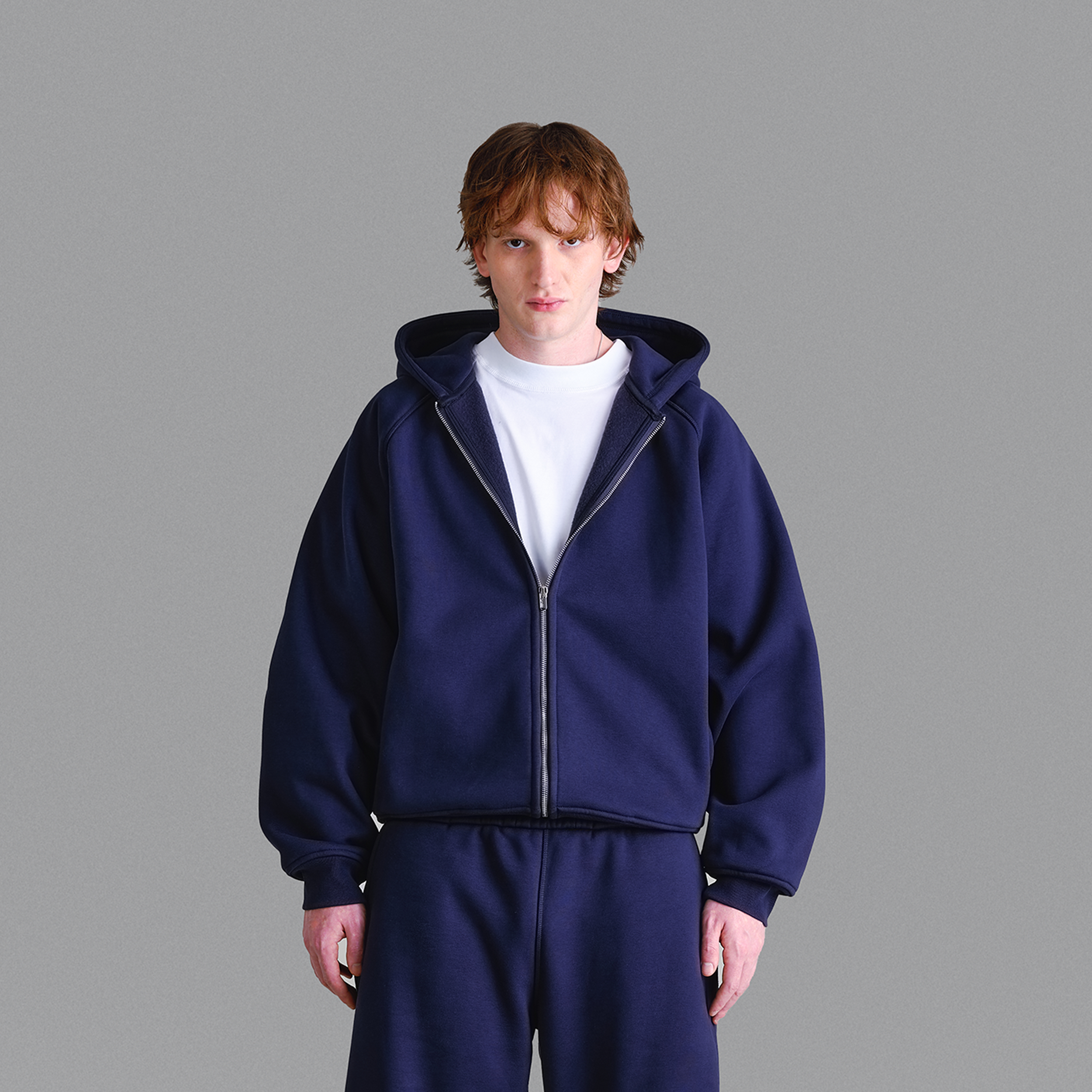 Felpa con cappuccio blu navy premium da 500 g/m²