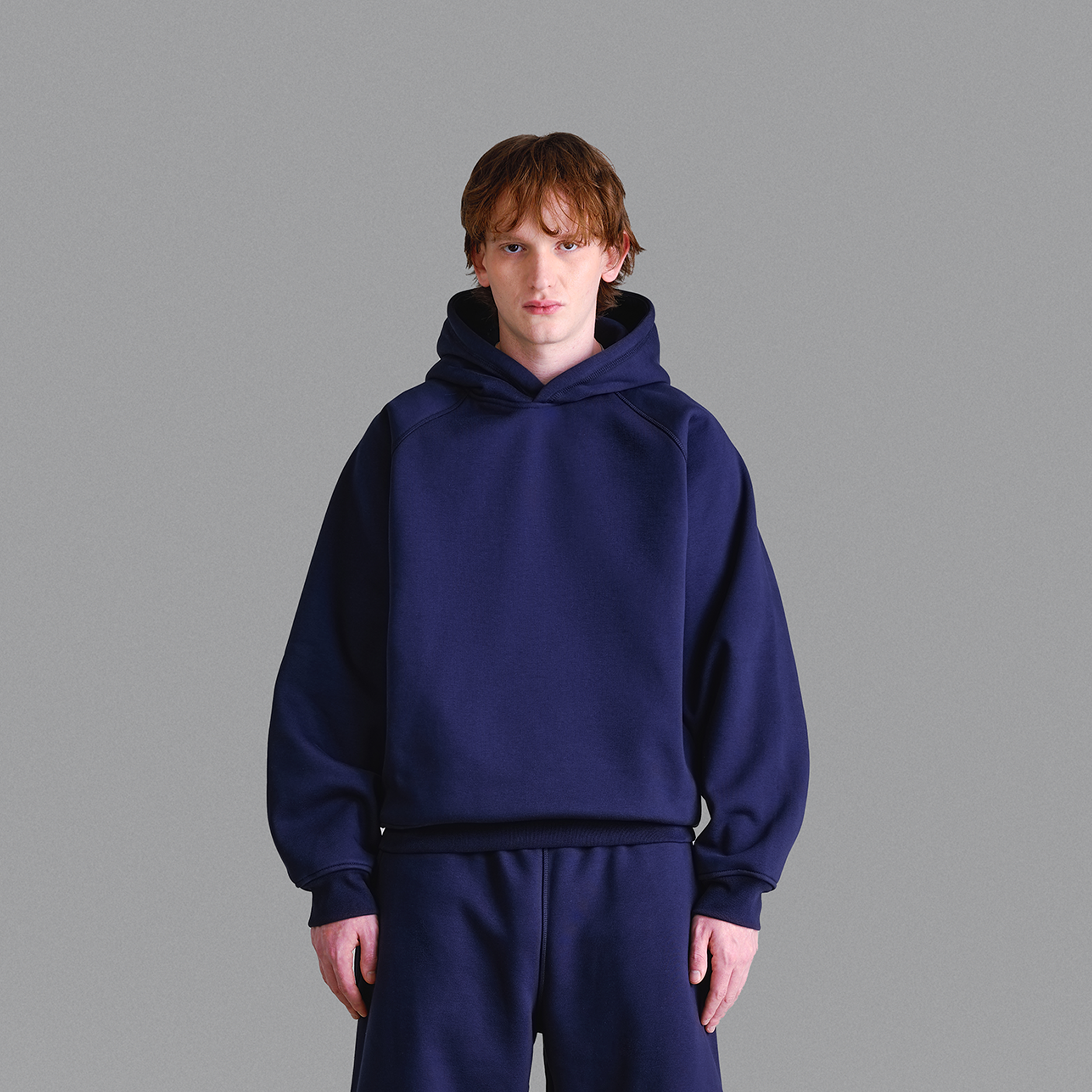 Felpa con cappuccio blu navy Premium da 500 g/m²