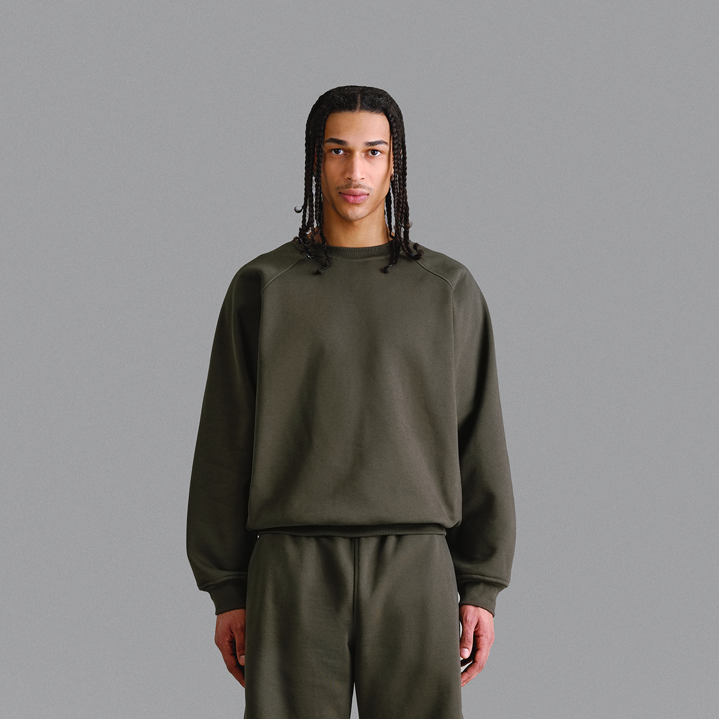Maglia girocollo verde militare Premium da 500 g/m²