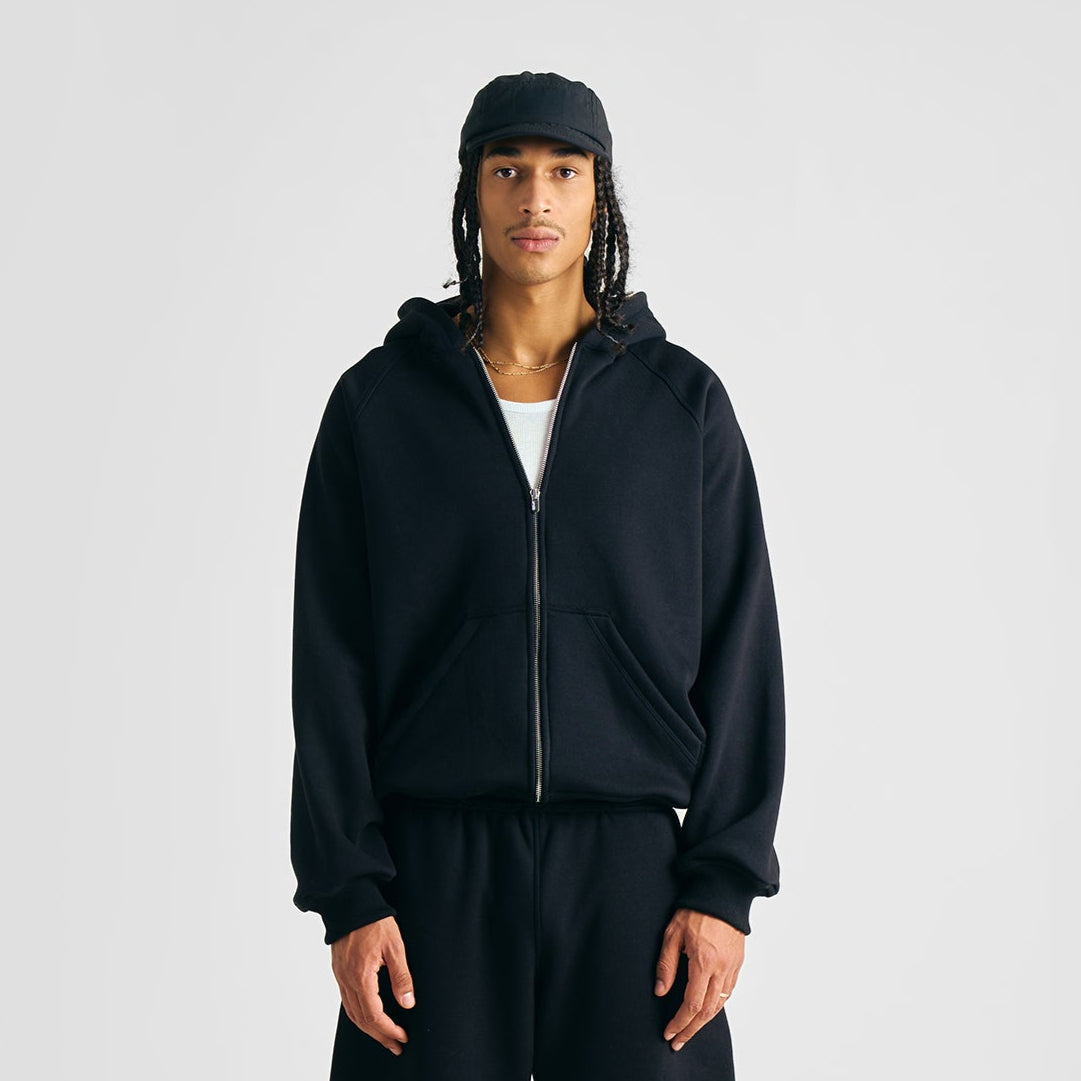EVERYDAY JET BLACK ZIP HOODIE