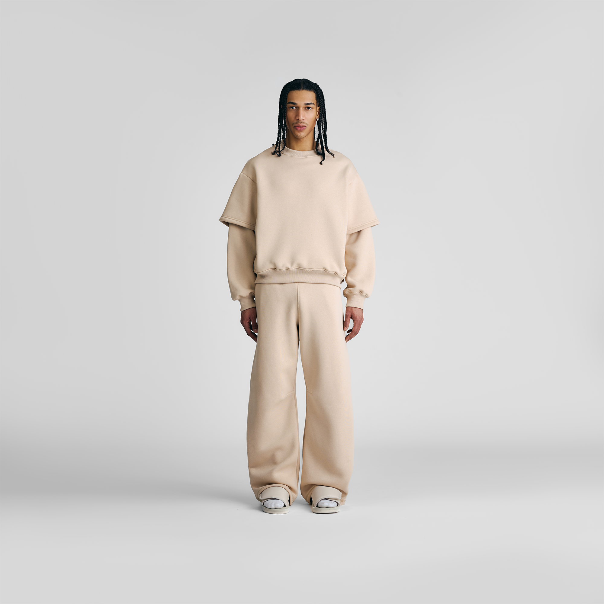 Maglia girocollo a doppia manica Soft Sand
