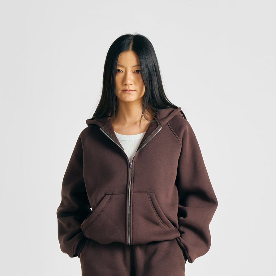 EVERYDAY MOCHA BROWN ZIP HOODIE