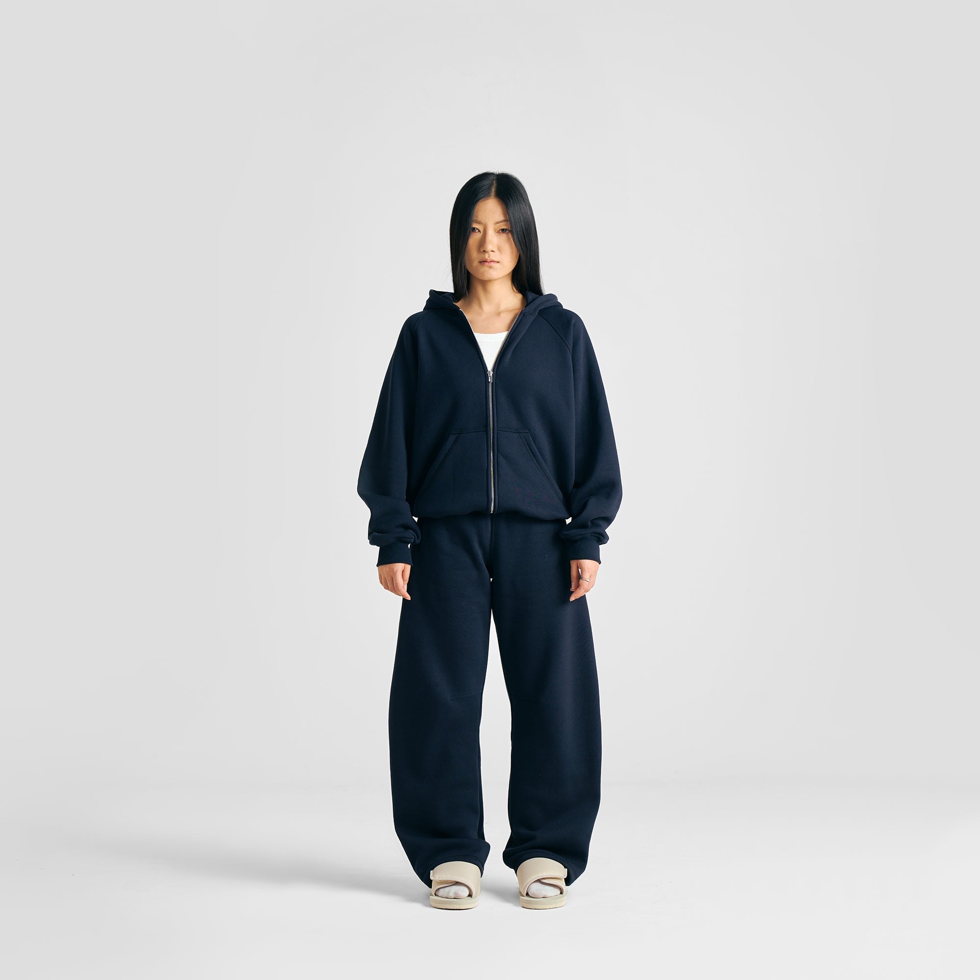 Felpa con cappuccio blu navy con zip per tutti i giorni