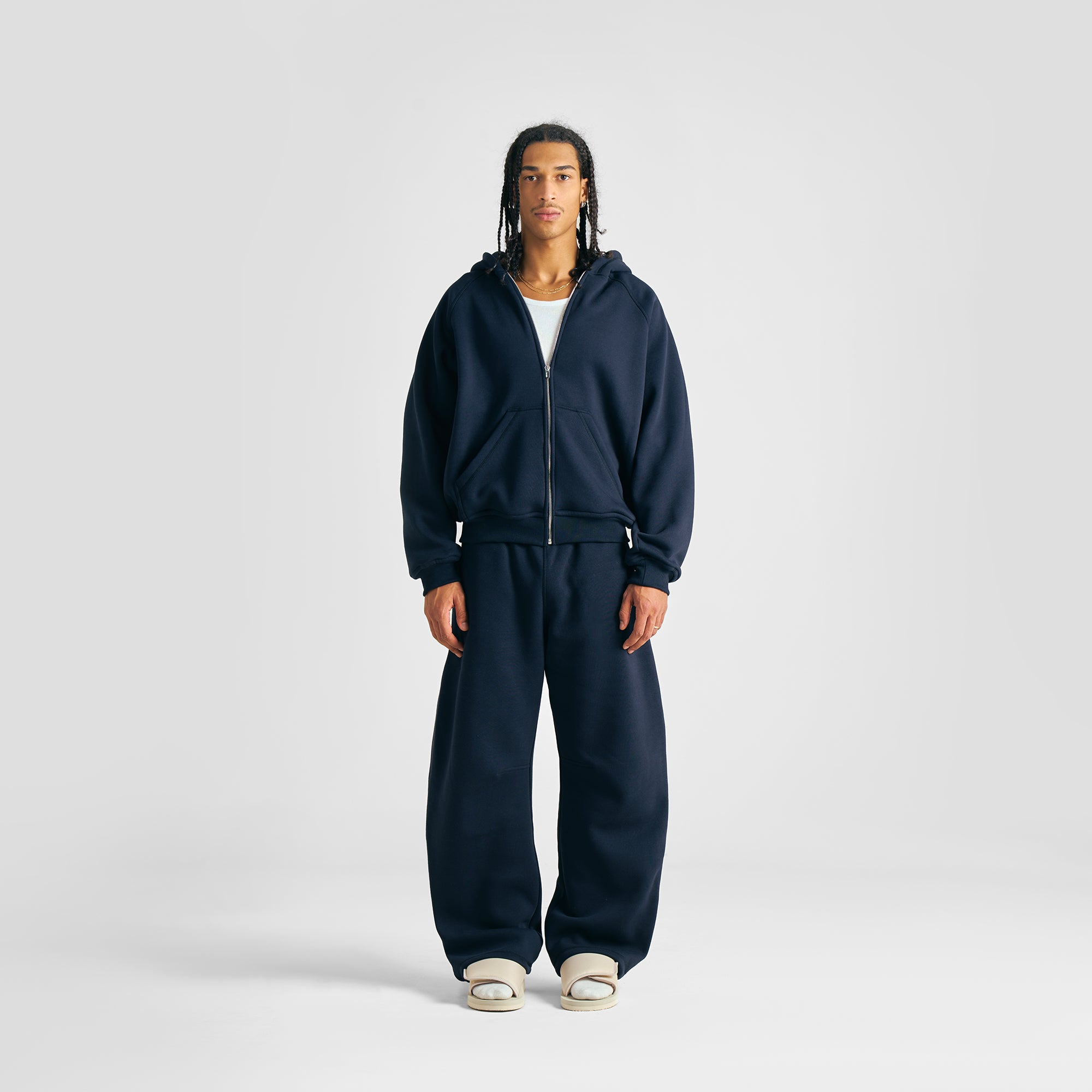 Felpa con cappuccio blu navy con zip per tutti i giorni