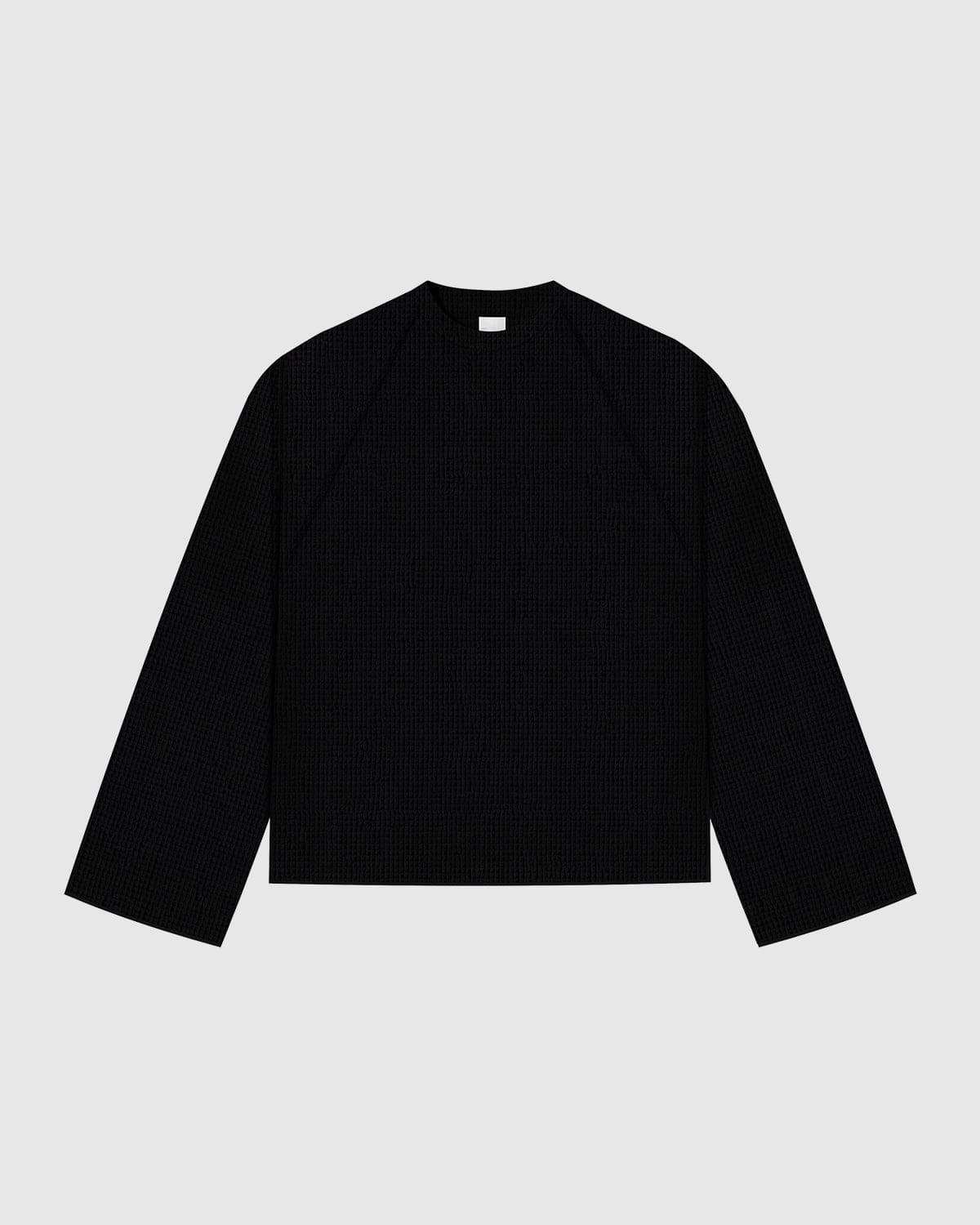 Waffle Jet Black Longsleeve Tee
