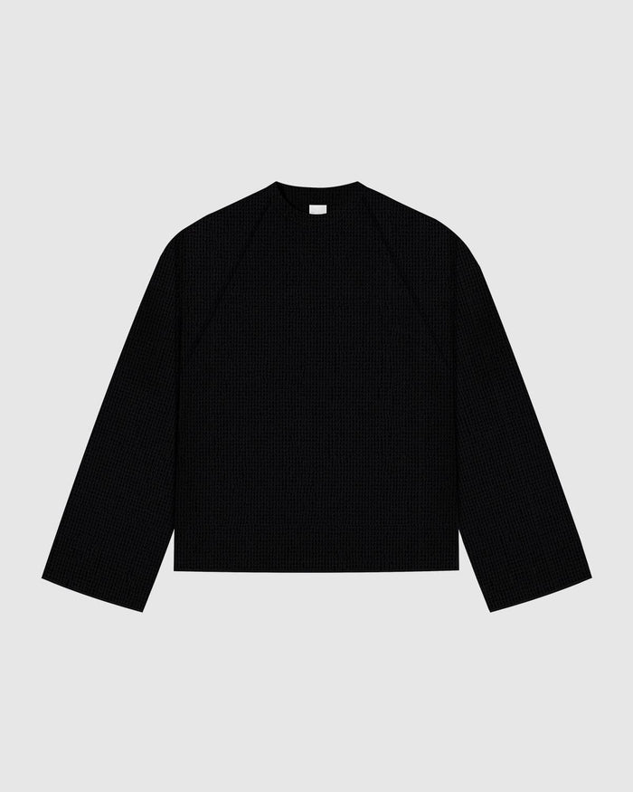 Waffle Jet Black Longsleeve Tee