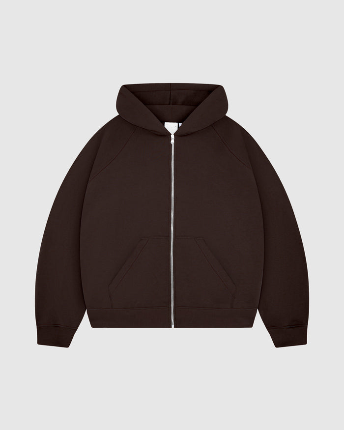 EVERYDAY MOCHA BROWN ZIP HOODIE