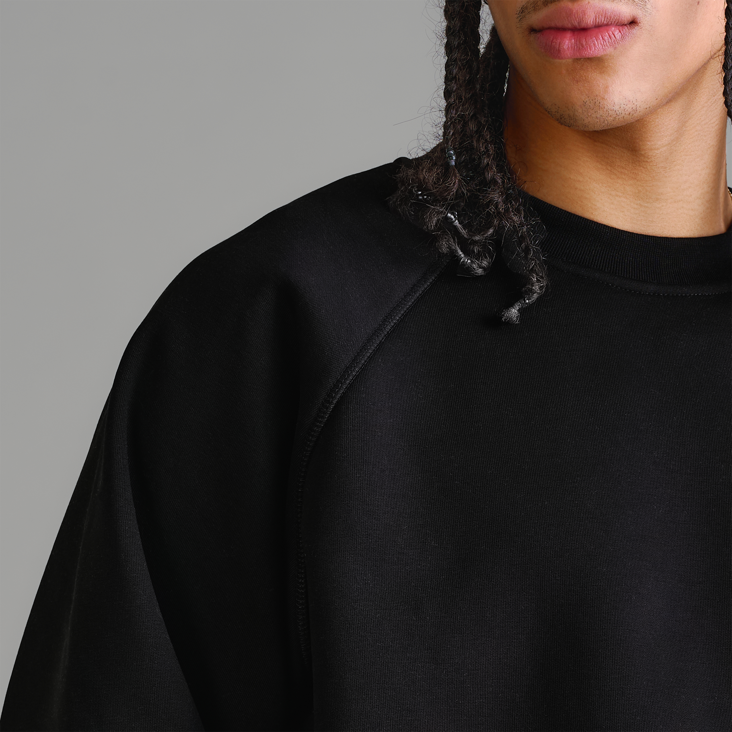 Maglia girocollo nera jet di alta qualità da 500 g/m²