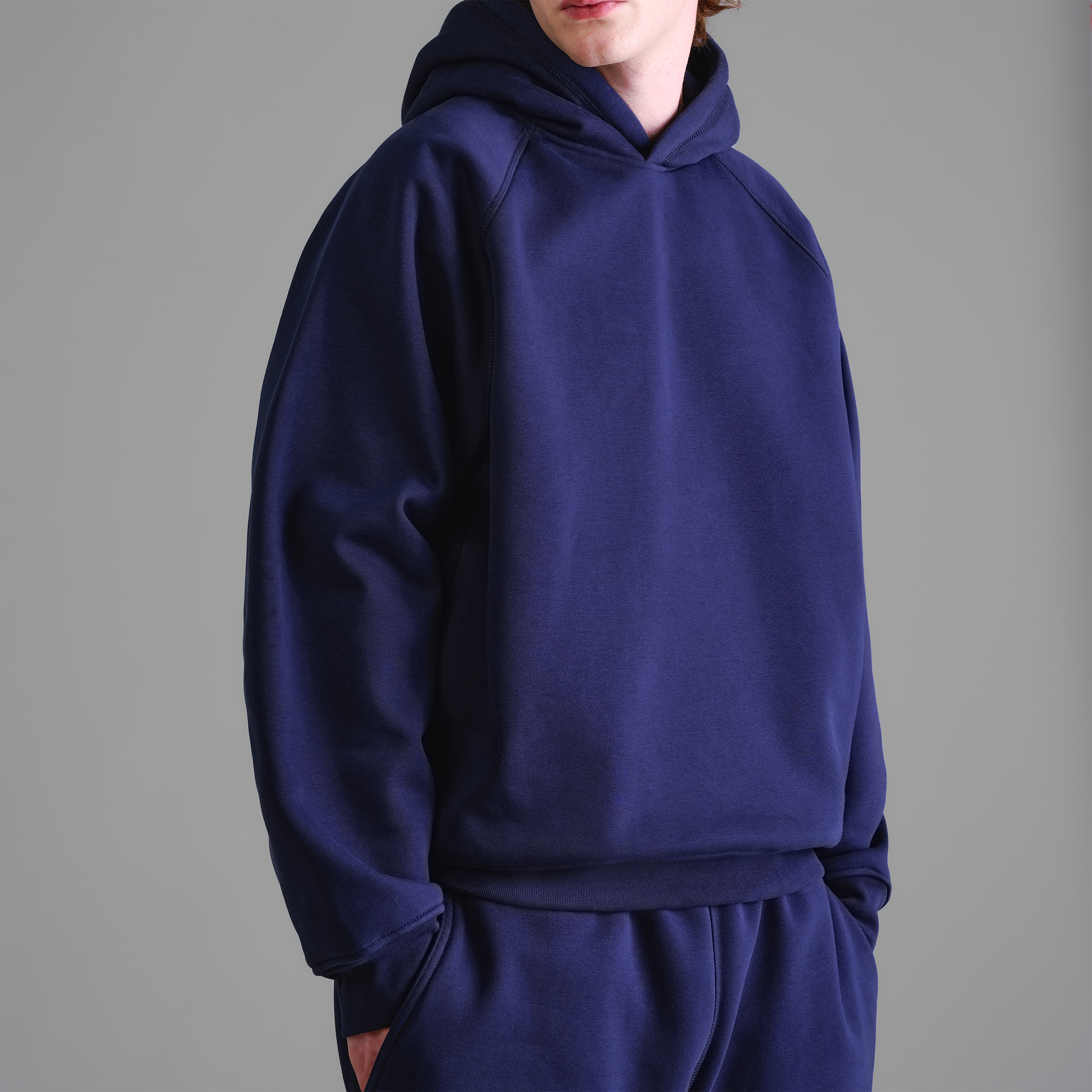 Felpa con cappuccio blu navy Premium da 500 g/m²