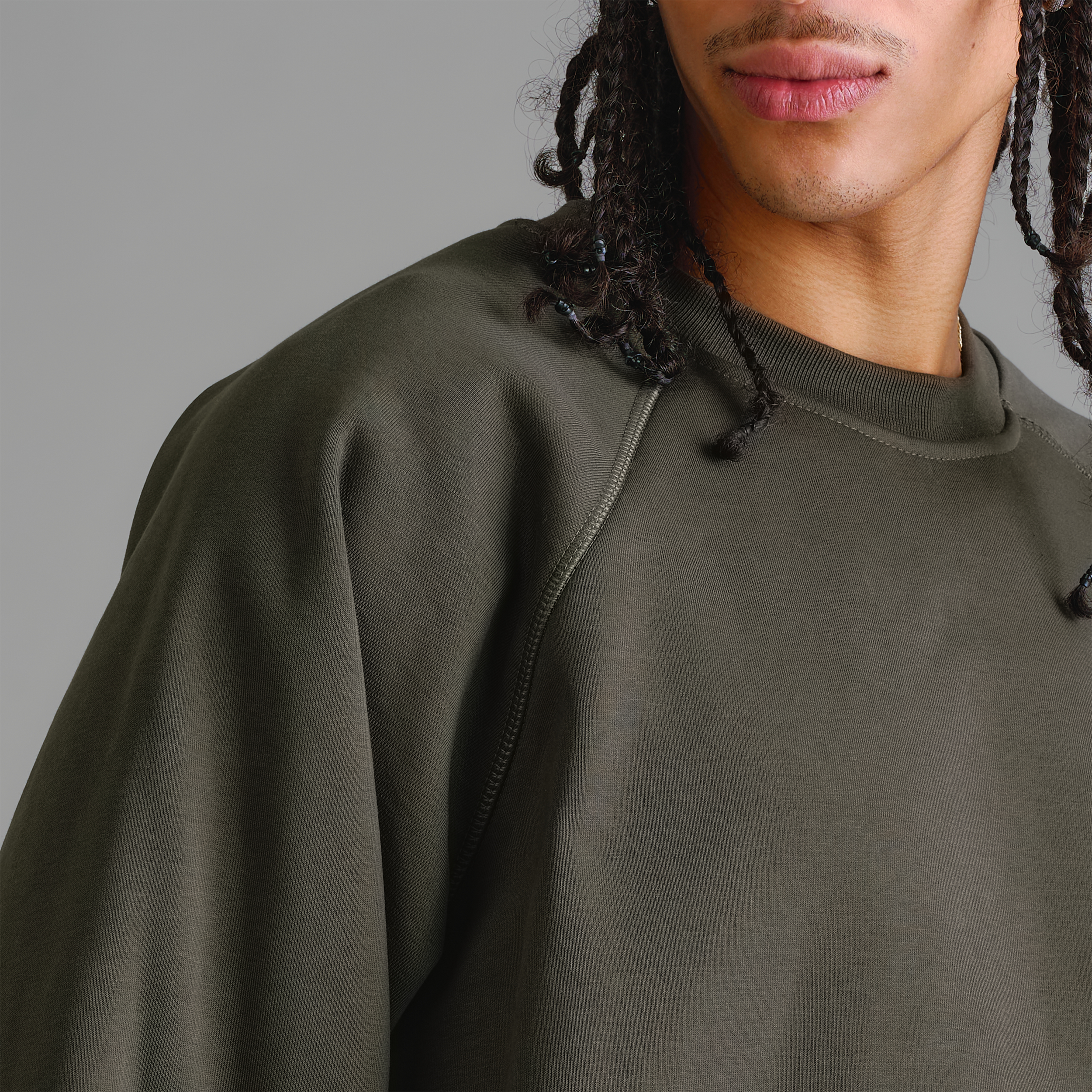 Maglia girocollo verde militare Premium da 500 g/m²