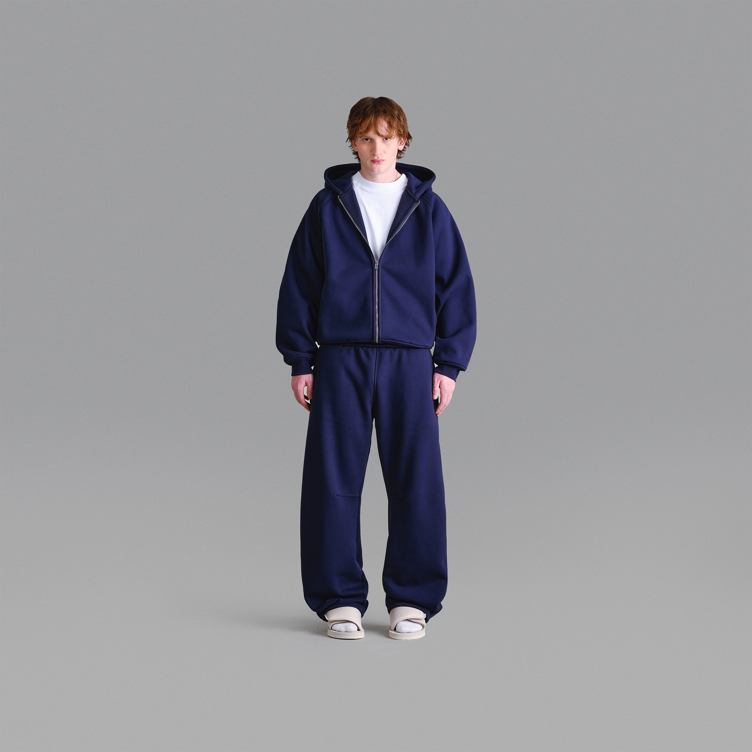 Felpa con cappuccio blu navy premium da 500 g/m²