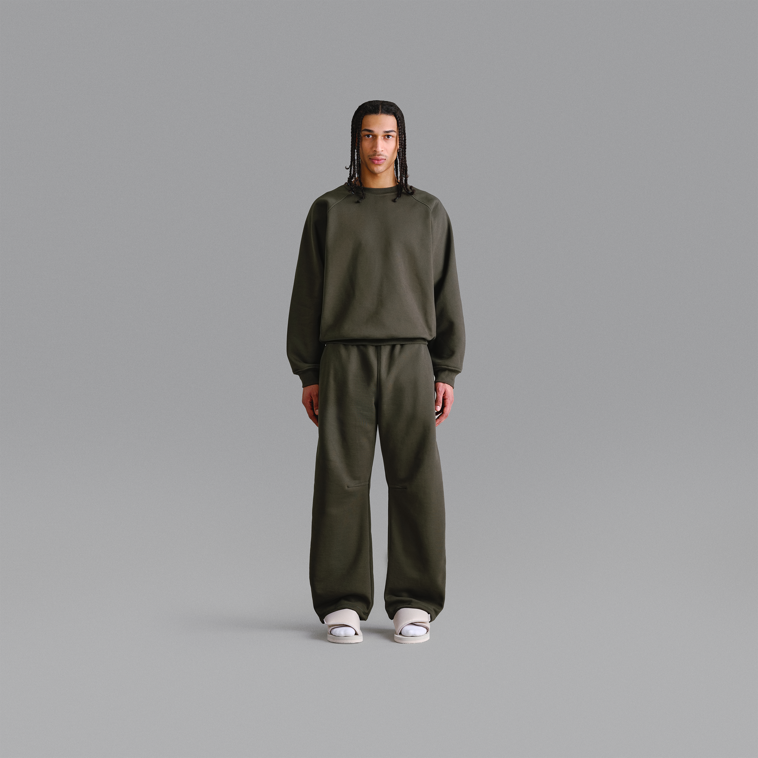 Maglia girocollo verde militare Premium da 500 g/m²